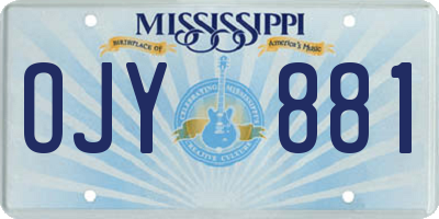 MS license plate OJY881
