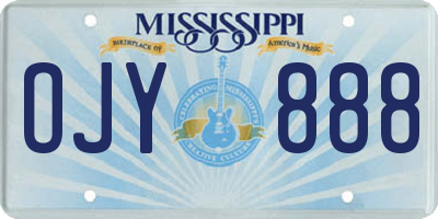 MS license plate OJY888