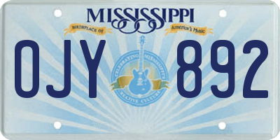 MS license plate OJY892