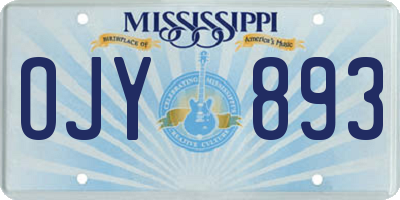 MS license plate OJY893