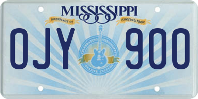 MS license plate OJY900
