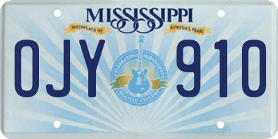 MS license plate OJY910