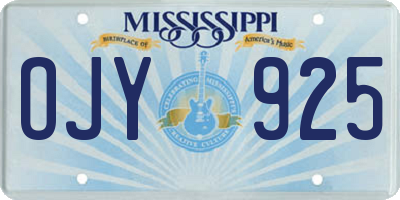 MS license plate OJY925