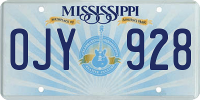MS license plate OJY928