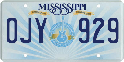 MS license plate OJY929