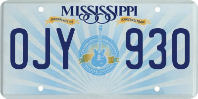 MS license plate OJY930
