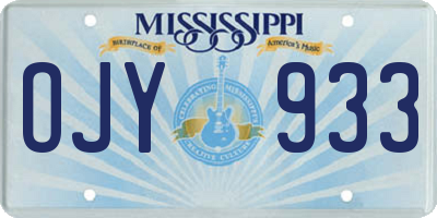 MS license plate OJY933