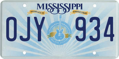 MS license plate OJY934