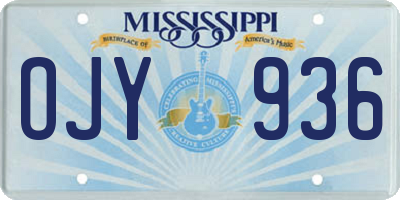MS license plate OJY936
