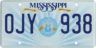 MS license plate OJY938