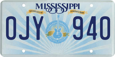 MS license plate OJY940