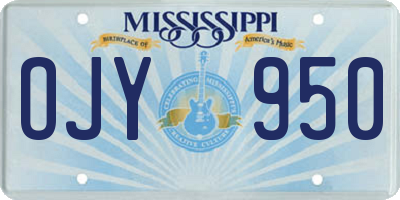 MS license plate OJY950