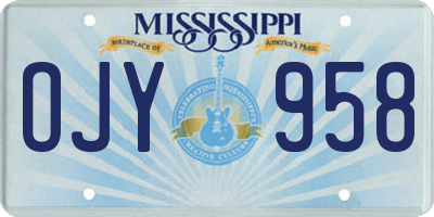 MS license plate OJY958