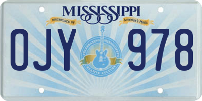 MS license plate OJY978