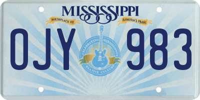 MS license plate OJY983