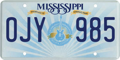 MS license plate OJY985