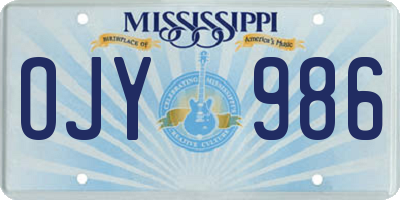 MS license plate OJY986