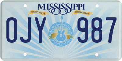MS license plate OJY987