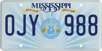 MS license plate OJY988