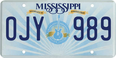 MS license plate OJY989