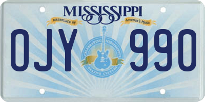 MS license plate OJY990