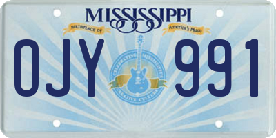 MS license plate OJY991