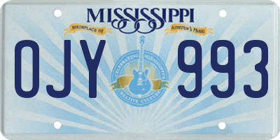 MS license plate OJY993