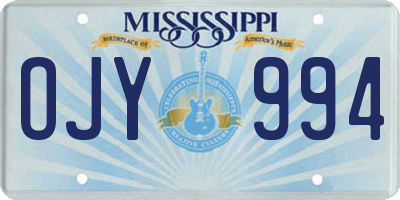 MS license plate OJY994