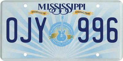 MS license plate OJY996