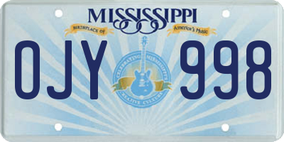 MS license plate OJY998