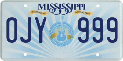 MS license plate OJY999