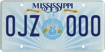 MS license plate OJZ000