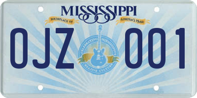 MS license plate OJZ001