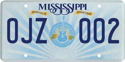 MS license plate OJZ002