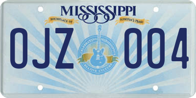 MS license plate OJZ004