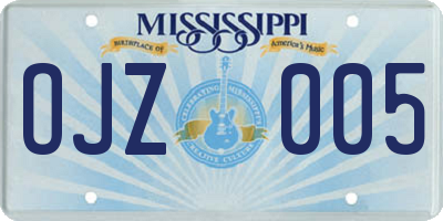 MS license plate OJZ005