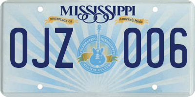 MS license plate OJZ006