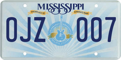 MS license plate OJZ007