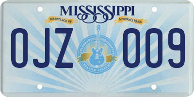 MS license plate OJZ009