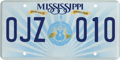 MS license plate OJZ010