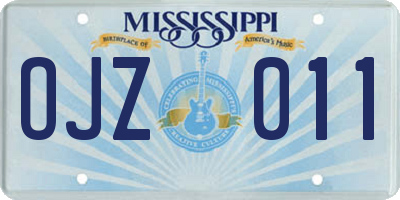 MS license plate OJZ011