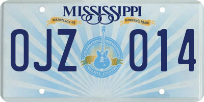 MS license plate OJZ014