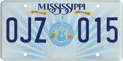 MS license plate OJZ015