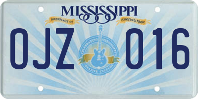MS license plate OJZ016
