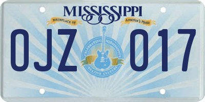 MS license plate OJZ017