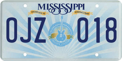 MS license plate OJZ018
