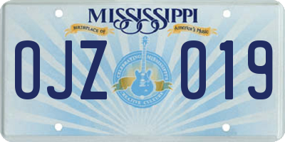 MS license plate OJZ019