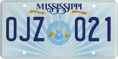 MS license plate OJZ021