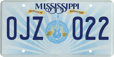 MS license plate OJZ022