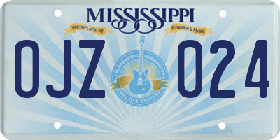 MS license plate OJZ024